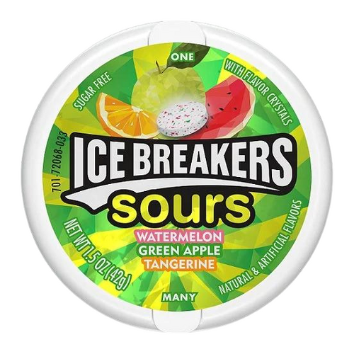 USA Ice Breakers Sours (Watermelon,Green Apple,Tangerine) 42g