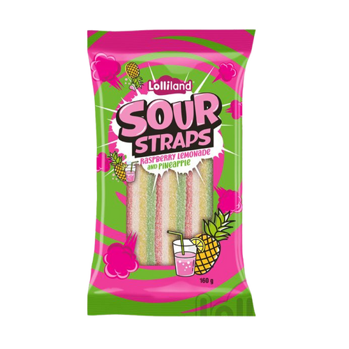 Lolliland Sour Straps Raspberry Lemonade &amp; Pineapple 160g