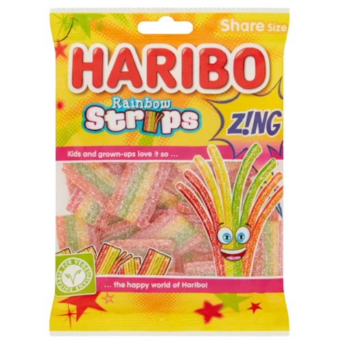 UK Haribo Rainbow Strips Zing 130g