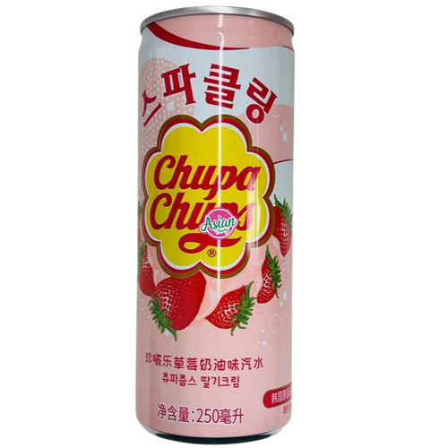 Korean Chupa Chups Sparkling Drink Strawberry &amp; Cream 250mL