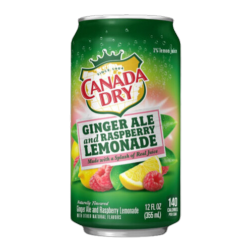 USA Canada Dry Ginger Ale and Raspberry Lemonade 355mL